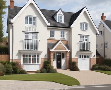 Photo showing workers applying k rendering on a house exterior wall.