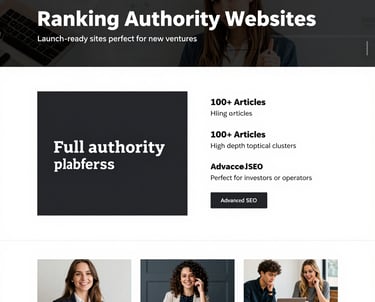 A clean, modern website homepage on a laptop screen showcasing a starter package site.