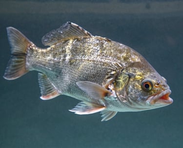 Detailed photography of a healthy Indonesian Patin fish (Pangasius) in an aquatic setting, focusing on the sleek skin and robust body structure, lit with natural soft light.