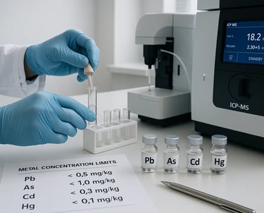 a person in a lab coat and gloves holding a vial of shilajit