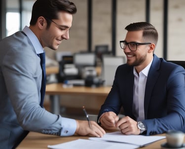 A team of consultants collaborating over a detailed process map in a bright conference room.
