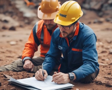 A modern mining site with heavy machinery operating under a clear sky.