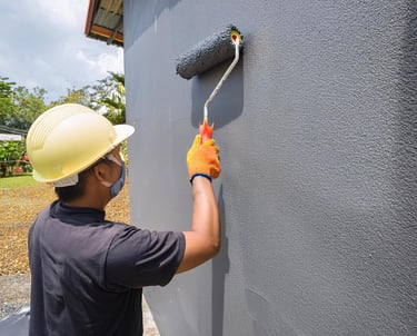 Painter painting exterior wall of Auckland home