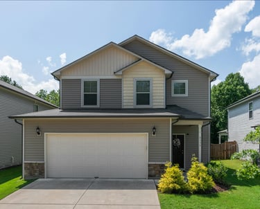 Freshly painted two storey house exterior