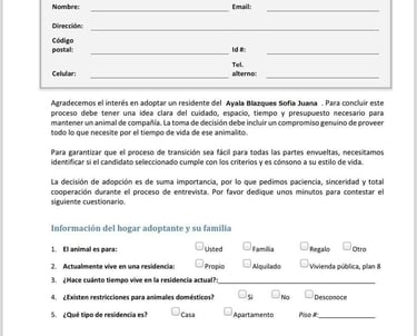 Formulario de adopción