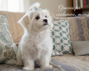 Cachorro rescatado listo para adopción en España.