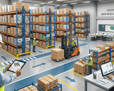 Depo lojistik mühendisliği kapsamında 3 boyutlu yerleşim planlaması ve depo optimizasyonu analizi
