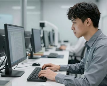 A group of diverse professionals engaged in a hands-on training session with technical equipment.