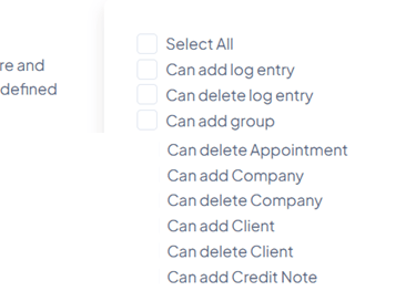 view of roles and permissions setting in KeplaCloud FSM software