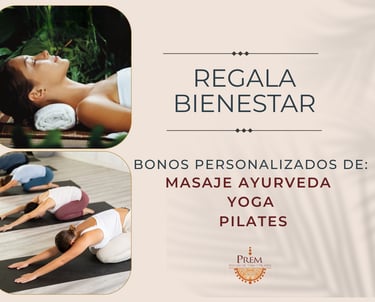 Bono regalo de masaje ayurveda o clases de pilates o yoga en la palma canarias