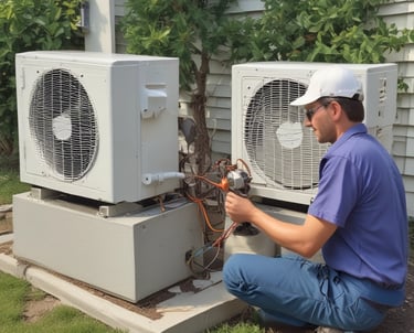 Technician carefully repairing industrial machinery in a bright workshop.