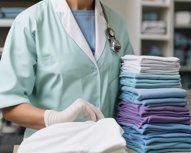 A friendly delivery person picking up laundry bags from a cozy Webster home.