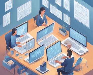 A sleek horizontal timeline with four icons representing each step on a dark blue and light grey background.