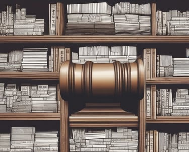 A sleek digital interface showing categorized law case files in black, brown, and grey tones.