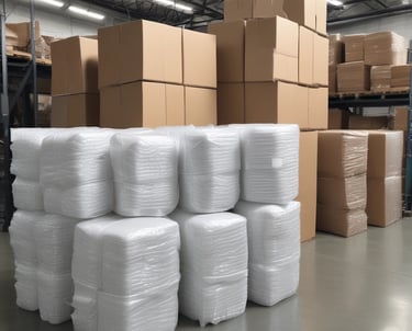 Stacks of sturdy industrial packaging materials ready for shipment.