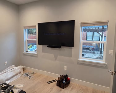 TV Mounting with Sound Bar $149