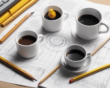 A steaming cup of coffee on a desk cluttered with CTA transit maps and a laptop.