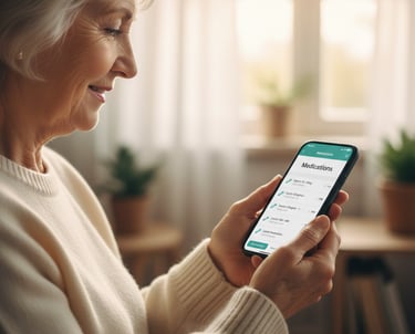 caregiver viewing veteran's health data in Vet mHealth app