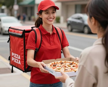 A candid photo of John standing beside his delivery car in a busy Dallas neighborhood at sunset.