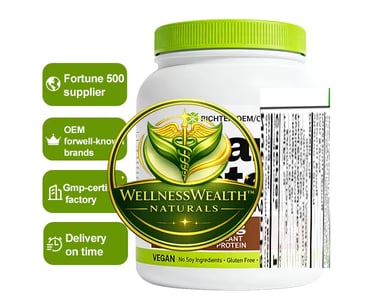 a bottle of wellness products with a label on it