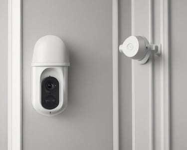 A modern security control panel with wireless and wired system indicators in a cozy home setting.