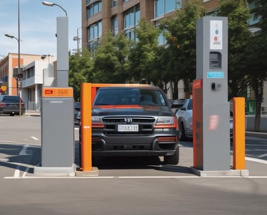 Close-up of an automatic door motor system with battery backup installed on a modern entrance.