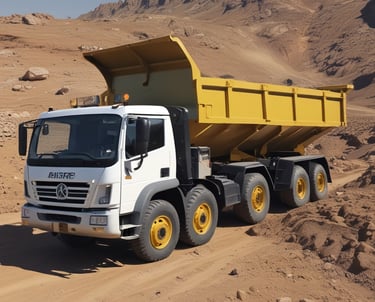 A group of truck drivers using a mobile app together beside their trucks in a sunny Southern African landscape.