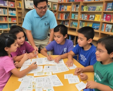 Families and community members collaborating at a local language event.