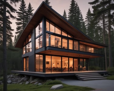 Close-up of rich walnut wood textures used in chalet interiors.