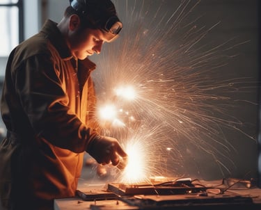 Workers wearing advanced protective gloves in an industrial setting.