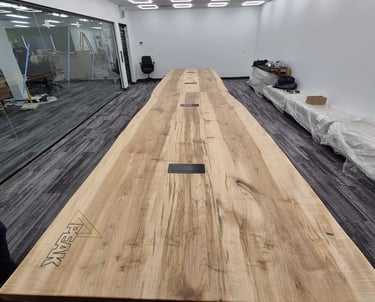 21ft maple boardroom table — grain and finish close-up