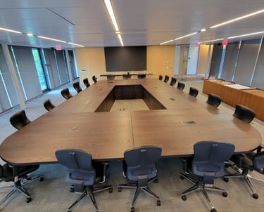 22ft white ash conference table for ETFO — full overview