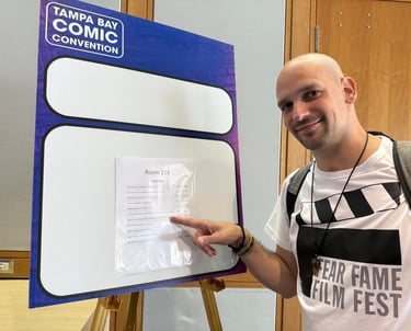 Fear Fame Arts Foundation educational panel schedule at Tampa Bay Comic Convention