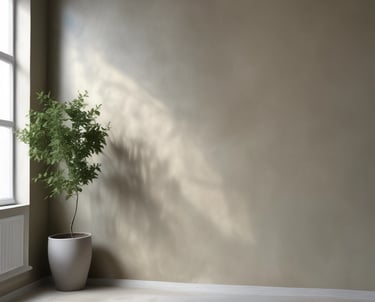 a planter in a room with a potted plant