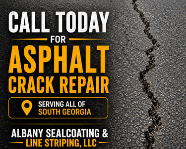 Asphalt Crack Repair in South Georgia | Hot Rubber Crack Filling by Albany Sealcoating & Line Striping, LLC
