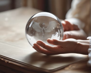 A serene image depicting a crystal ball surrounded by candles.