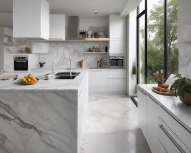 Close-up of a finely crafted marble tombstone with elegant engravings.