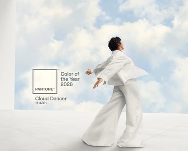 tendances graphiques 2026 - Pantone Cloud dancer