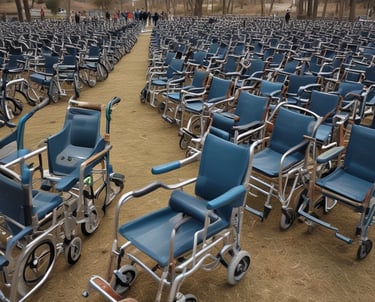 Close-up of orthopedic braces and supports neatly displayed on shelves.