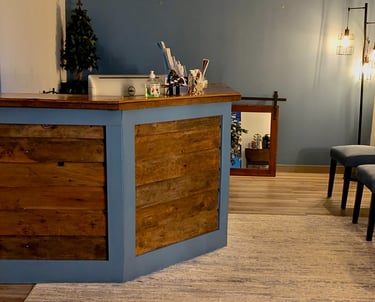 front desk with waiting chairs