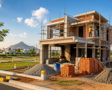 a premium villa is under construction by diamond associates in madurai