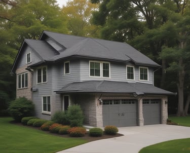 Close-up of a home roof showing shingles and flashing in Olympia Fields.