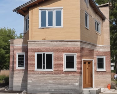 High-quality real estate image showing a modern mixed-use building under bright daylight.