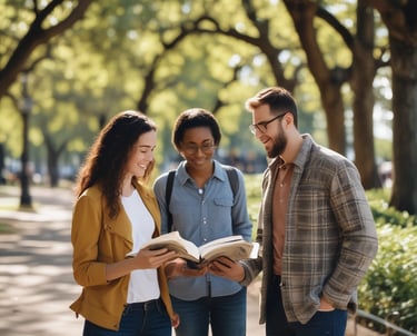 Close-up of hands holding a book on integrated philosophy with nature in the background.