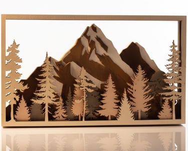 3D-Holzkunst Berglandschaft – Handgefertigte Wanddeko Schweiz