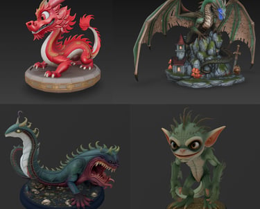 Catalogo y Coleccion de Monstruos y Dragones 3d STL listos para descargar e imprimir
