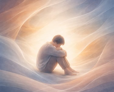 emotional and energetic layers, symbolizing overwhelm, inner complexity, everything happening now