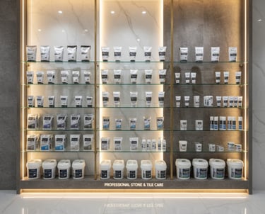 Tile and stone installation adhesive and cleaning chemicals