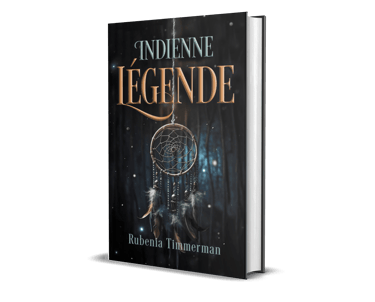 Mockup livre relié, Légende indienne, urban fantasy de Rubenia Timmerman.