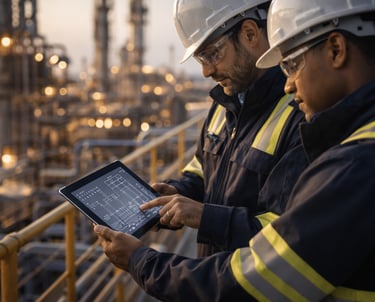 Engineers coordinating OEM onboarding and site support at an industrial facility